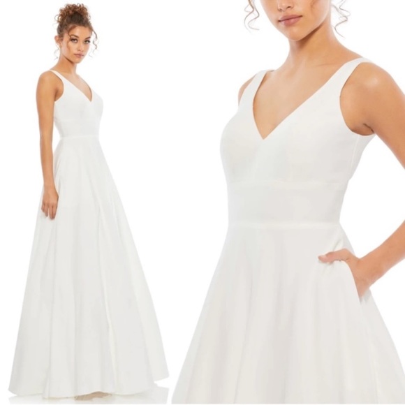 NWT Ieena for Mac Duggal Classic Sleeveless A Line Ball Gown in White Sz. 2 - Picture 2 of 9